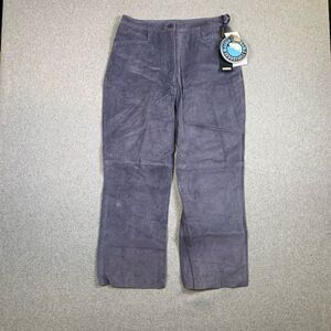 Brandon Thomas Womens Size Petite 12 Leather Pants Blue Gray Pockets NWT